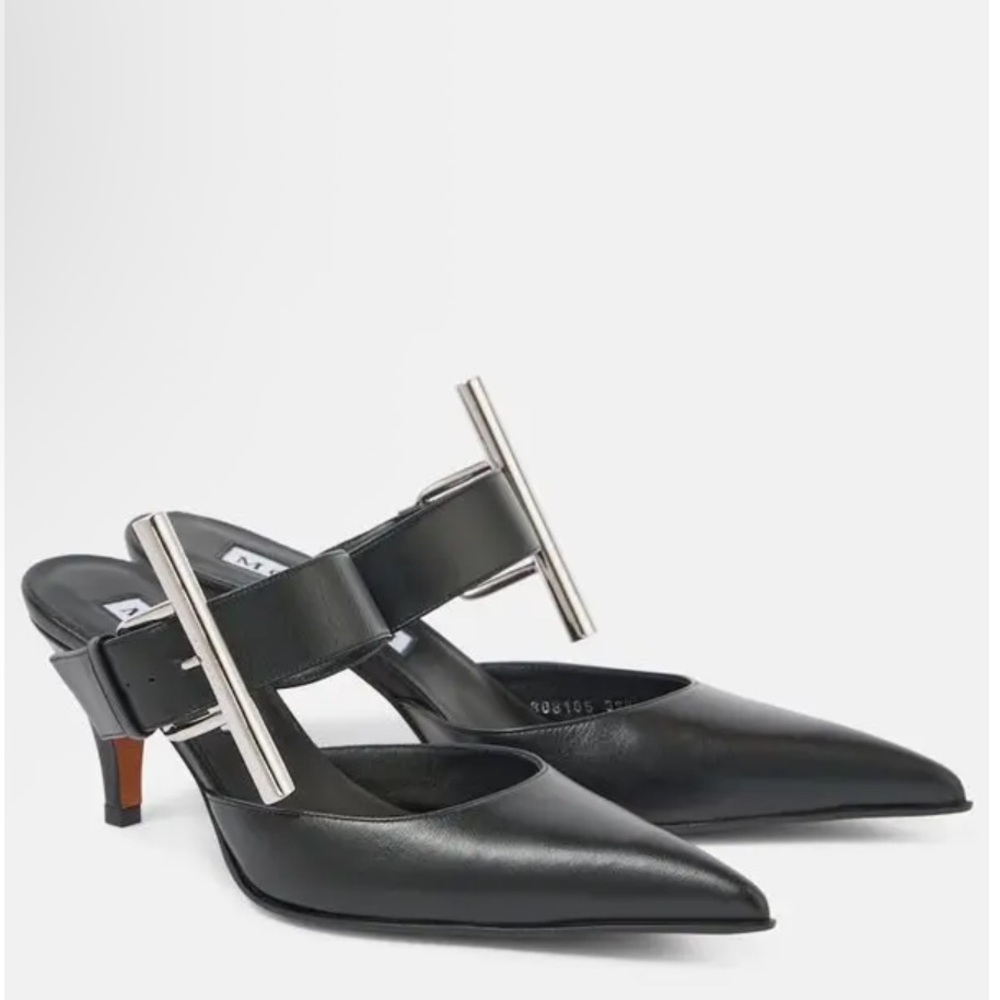 New Alexander McQueen Birdee T-Bar Leather Mules Heels - Picture 2 of 14